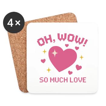 Oh Wow – Retro Heart Design with So Much Love - Coasters (set of 4) - white - Front