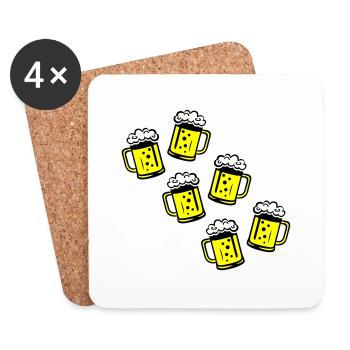 Icône de chope de bière - Dessous de verre (lot de 4) - blanc - Devant