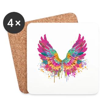 engelsflügel,angelwings,flügel.bunt,graffiti - Untersetzer (4er-Set) - Weiß - Vorne