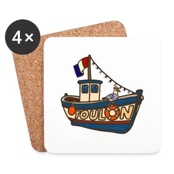 Fishing boat Toulon with funny gull - Coasters (set of 4) - white - Front