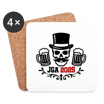 Jga 2025 Junggesellenabschied Skelett - Untersetzer (4er-Set) - Weiß - Vorne