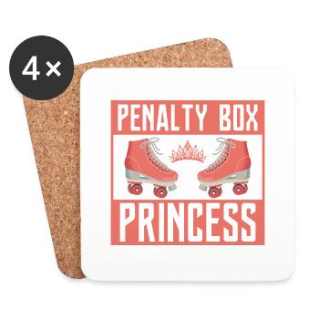 Penalty Box Princess Roller Derby Skating - Dessous de verre (lot de 4) - blanc - Devant