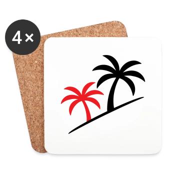 Palmier symbole plage - Dessous de verre (lot de 4) - blanc - Devant