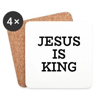 Jesus ist King - Jesus ist König - Gott - Untersetzer (4er-Set) - Weiß - Vorne
