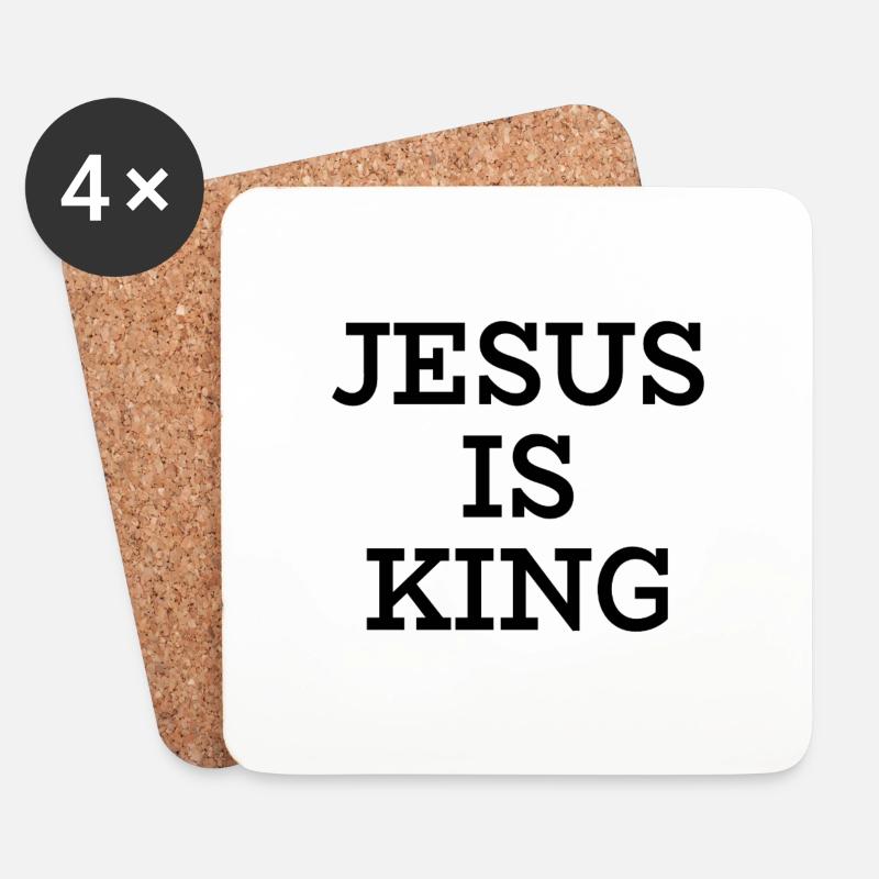 Jesus ist King - Jesus ist König - Gott - Untersetzer (4er-Set) - Weiß