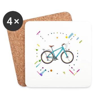 Abstract, Drawing, Bicycle, Colorful - Coasters (set of 4) - white - Front