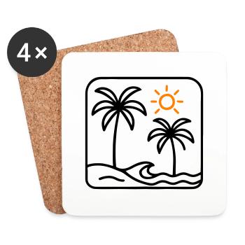 Insel Sommer Meer Palmen - Untersetzer (4er-Set) - Weiß - Vorne