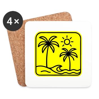 Plage de Palm Trees - Dessous de verre (lot de 4) - blanc - Devant