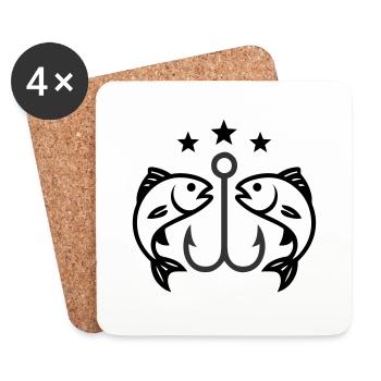 Angelhaken Fische - Untersetzer (4er-Set) - Weiß - Vorne
