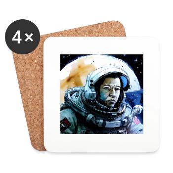 Astronaut im Weltraum vor Mond - Untersetzer (4er-Set) - Weiß - Vorne