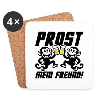 Prost Mein Freund Bier - Untersetzer (4er-Set) - Weiß - Vorne