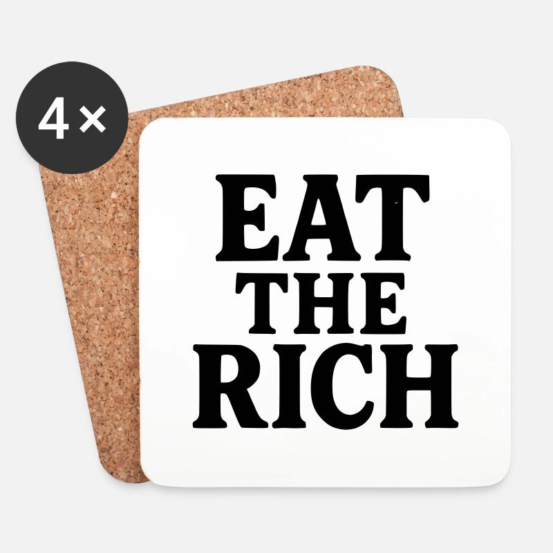 Eat the Rich Schwarz - Untersetzer (4er-Set) - Weiß