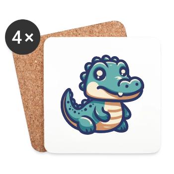 Lächelnder Alligator - Untersetzer (4er-Set) - Weiß - Vorne