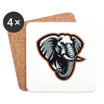 Eléphant majesté africaine - Dessous de verre (lot de 4) - blanc - Devant