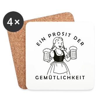 Bier Mädchen - Ein Prosit Der Gemütlichkeit - Untersetzer (4er-Set) - Weiß - Vorne