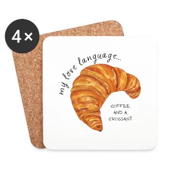 Croissant and Coffee Love Language Breakfast - Coasters (set of 4) - white - Front