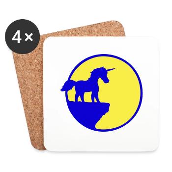 Licorne Falaise Lune Montagne Ronde Nuit Mignon Silhouette - Dessous de verre (lot de 4) - blanc - Devant