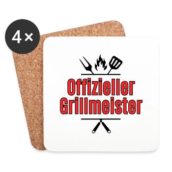 Offizieller Grillmeister | Geschenkidee Männer - Untersetzer (4er-Set) - Weiß - Vorne