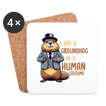 I Am A Groundhog In A Human Costume Rodent Animal - Untersetzer (4er-Set) - Weiß - Vorne