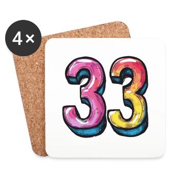 33 Number Comic - Coasters (set of 4) - white - Front