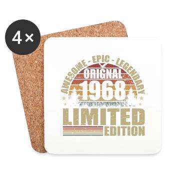 1968 Anniversaire 1968 tenue vintage 1968 Chemise - Dessous de verre (lot de 4) - blanc - Devant