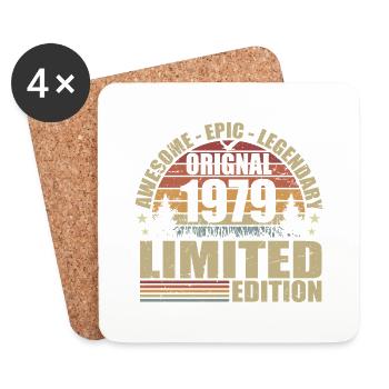 1979 Anniversaire 1979 tenue vintage 1979 Chemise - Dessous de verre (lot de 4) - blanc - Devant