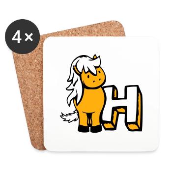Pferd H Horse Buchstabe ABC Englisch Lernen Schule - Untersetzer (4er-Set) - Weiß - Vorne