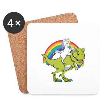 Licorne Fantasy Dinosaure Tyrannosaurus T-Rex - Dessous de verre (lot de 4) - blanc - Devant