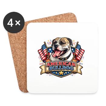 Amerikanischer Bulldog Flaggen-Emblem - Untersetzer (4er-Set) - Weiß - Vorne