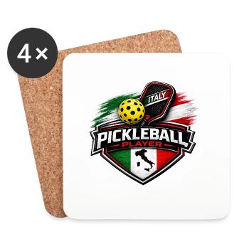 Pickleball ITALIE - Dessous de verre (lot de 4) - blanc - Devant