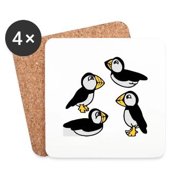 Familie der Papageientaucher - Untersetzer (4er-Set) - Weiß - Vorne