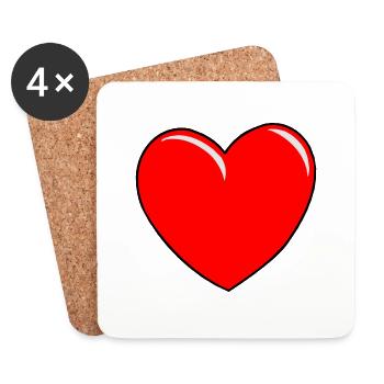 Cartoon coeur - Dessous de verre (lot de 4) - blanc - Devant