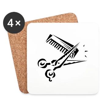 Sissors and comb - Coasters (set of 4) - white - Front