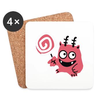 Lolli-Monster - Untersetzer (4er-Set) - Weiß - Vorne