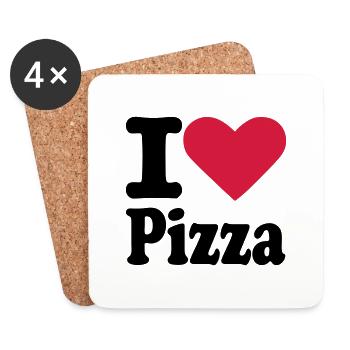 I love Pizza - Untersetzer (4er-Set) - Weiß - Vorne