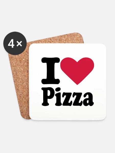 I love Pizza - Untersetzer (4er-Set) - Weiß