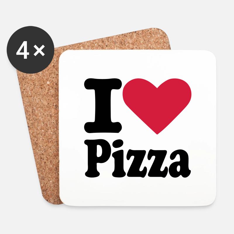 I love Pizza - Untersetzer (4er-Set) - Weiß