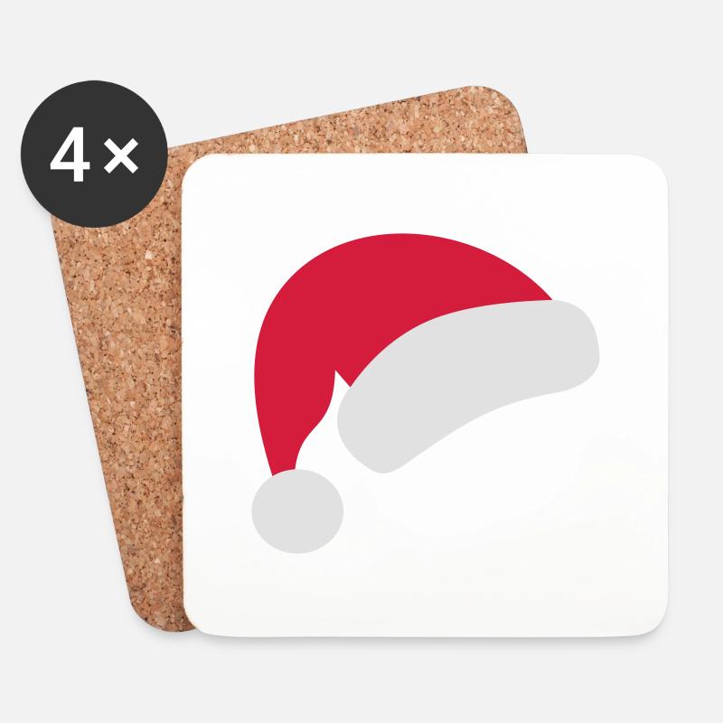 weihnachtsmütze - Untersetzer (4er-Set) - Weiß