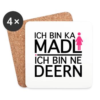 Ich bin ka Madl, Ich bin ne Deern - Untersetzer (4er-Set) - Weiß - Vorne
