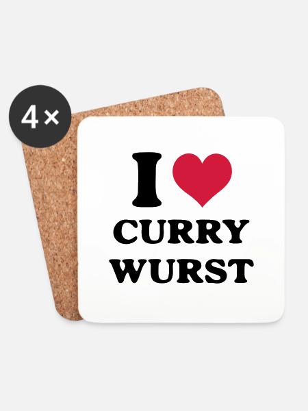 Currywurst i love - Untersetzer (4er-Set) - Weiß