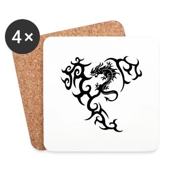 Drachentribal, dragon - Untersetzer (4er-Set) - Weiß - Vorne