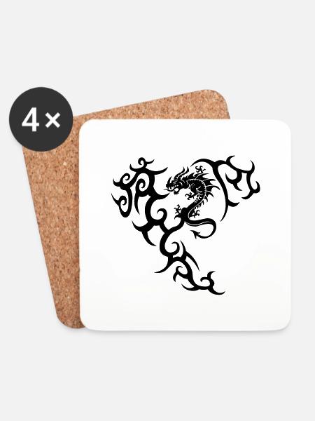 Drachentribal, dragon - Untersetzer (4er-Set) - Weiß