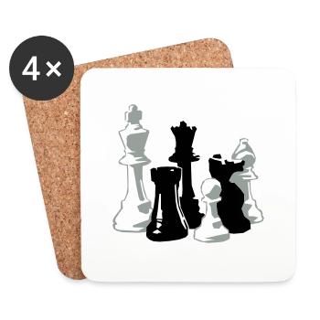 échecs - Dessous de verre (lot de 4) - blanc - Devant