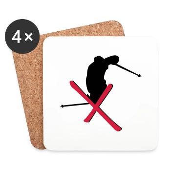 Ski - Freestyle - Untersetzer (4er-Set) - Weiß - Vorne