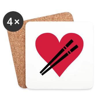 Love Stäbchen - Sushi - Untersetzer (4er-Set) - Weiß - Vorne