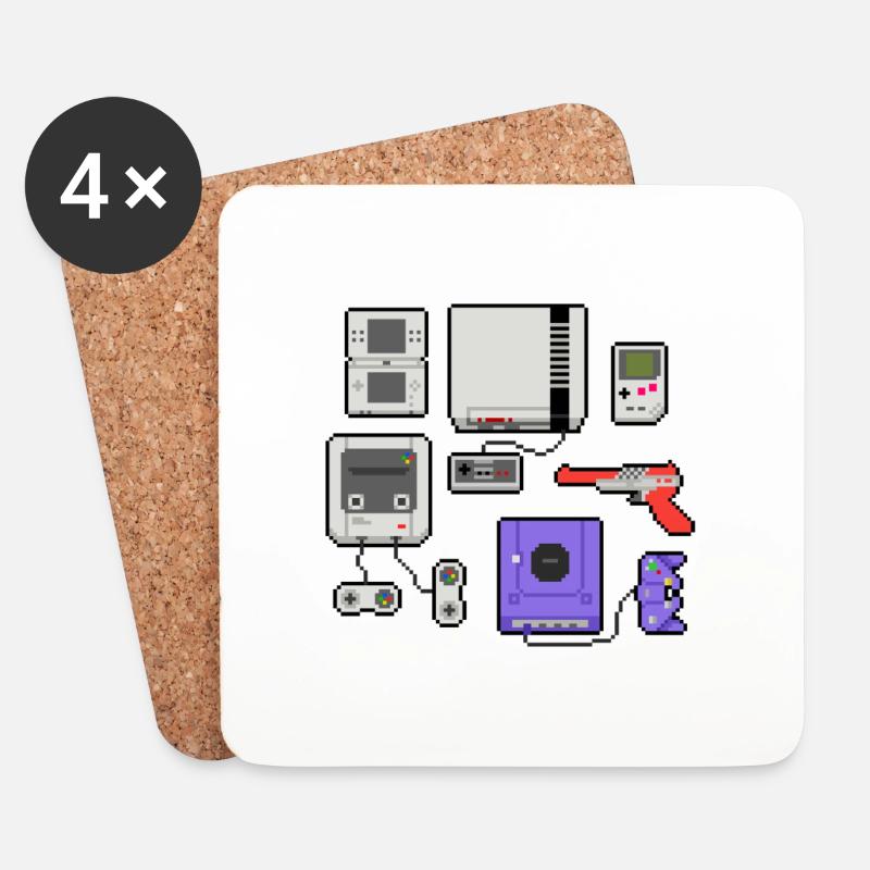 Pixel art console - Untersetzer (4er-Set) - Weiß