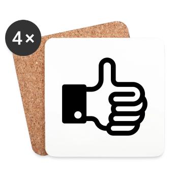 Daumen hoch / Thumb up - Untersetzer (4er-Set) - Weiß - Vorne