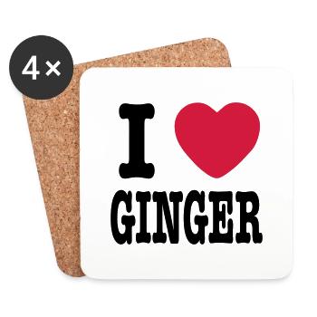J'aime Ginger - Dessous de verre (lot de 4) - blanc - Devant