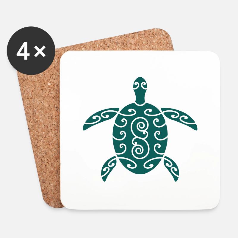 Schildkröte mit Muster 1 - Untersetzer (4er-Set) - Weiß