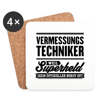 Superheld Vermessungstechniker - Untersetzer (4er-Set) - Weiß - Vorne